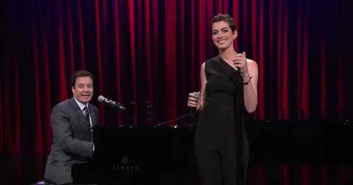 anne hathaway & jimmy falon singing