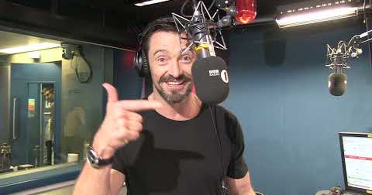 Hugh Jackman singing in studio