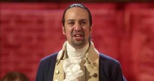 Lin Manuel performs Hamilton on stage